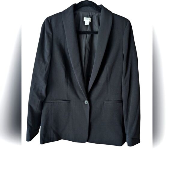 J. Crew Black One Button Twill Blazer Size 6 - Picture 1 of 11